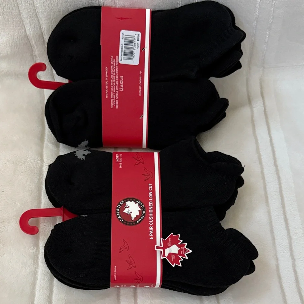 Canada Weather Gear 6 pairs Black Cushioned Low Cut Socks